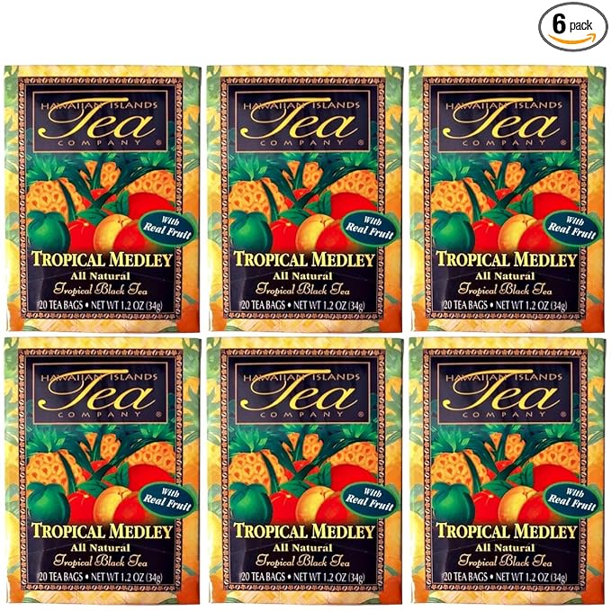 Hawaiian Islands Tea Company Tropical Medley Green Tea, All Natural - 120 Teabags (6 Boxes)