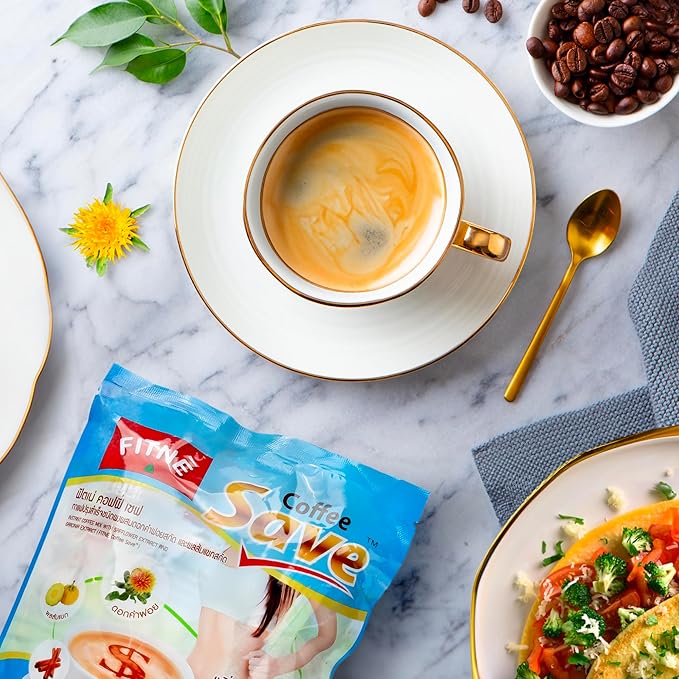 FITNE Instant 3 In 1 Coffee Packets Mix With Herbs Cinnamon Garcinia Safflower Spice Latte Smooth Blend No Sugar Sucralose Sweetener, 10 Sachets