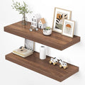 Dreamland 36" Floating Shelves for Wall, 12" Deep Thicker Walnut Floating Shelves, Wall-Mounted Shelves for Bedroom, Living Room, Kitchen, Bathroom - Set of 2