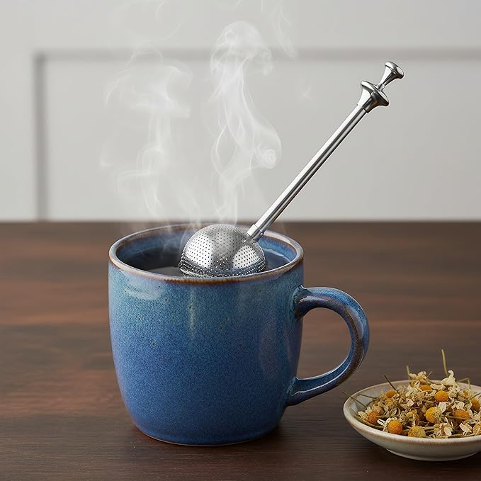 Veemoon Stainless Steel Ball Tea Infuser Set of 2 Long Handle Tea Strainer for Loose Leaf Dishwasher Safe Perfect for Medium to Large Leaves