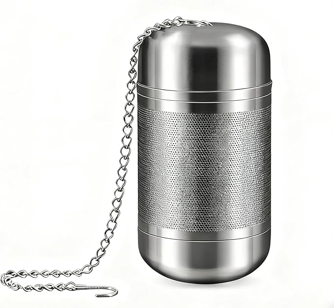 Stainless Steel Infuser Tea Drain Strainer Seasoning Strainer Spice Infuser for Cooking with Chain Hook (176ML)