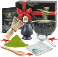 7 Piece Matcha Whisk Set, Includes 30g Ceremonial Grade Matcha Powder, Metal Sifter, Bamboo Whisk, Whisk Holder, Bamboo Spoon, Tea Cloth, Matcha Bowl, Tea Set, Ceremony Set