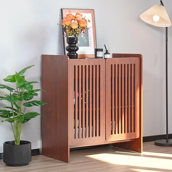 Buffet Cabinet with Storage with 2 Doors, Sideboard Coffee Bar Cabinet for Kitchen with Adjustable Shelf, Dining Room,Living Room (1, Walnut, 27.6''w)