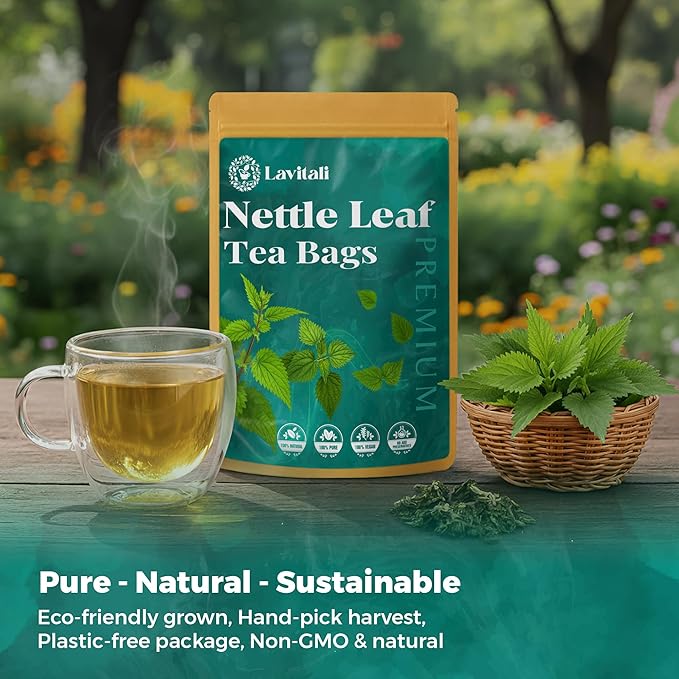 Lavitali, Nettle Leaves Tea Bags | 120 bags, 100% Pure Herbal Tea | Caffeine-Free, Mineral-Rich, Eco-Friendly Filter Bags | Daily Natural Botanical, Hot or Iced Herbal Infusion
