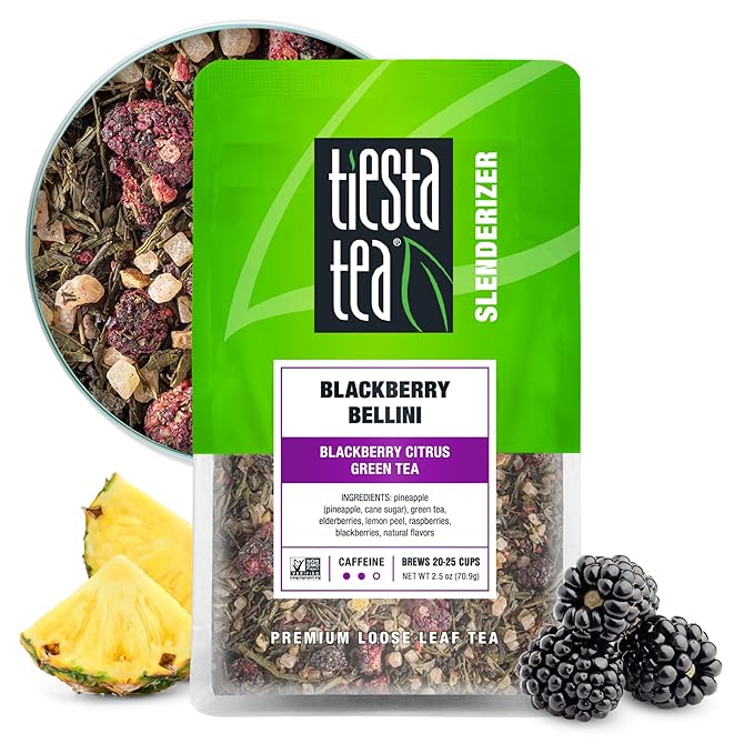 Tiesta Tea - Blackberry Bellini, Premium Loose Leaf Blend, Blackberry Citrus Green Tea, Medium Caffeinated, Refreshing Flavor, Hot or Iced, 20-25 Cups, 2.5oz Resealable Pouch