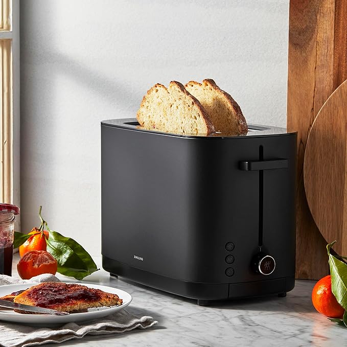 ZWILLING Enfinigy, 2-Slice Toaster, Extra Wide 1.5" Slots for Bagels and Toast, Black