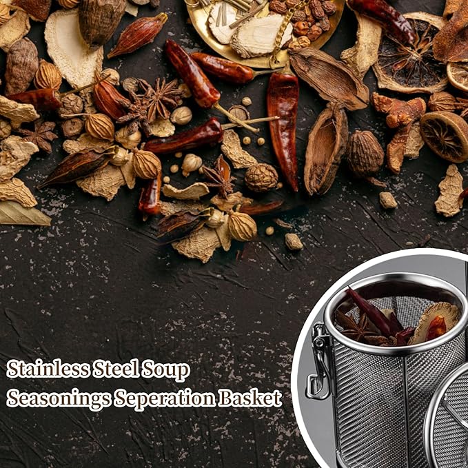 AUNMAS Stainless Steel Seasoning Strainer, Tea Strainer Infuser with Chain, Soup Seasonings Seperation Basket Filter Tea Steeper for Brew Tea