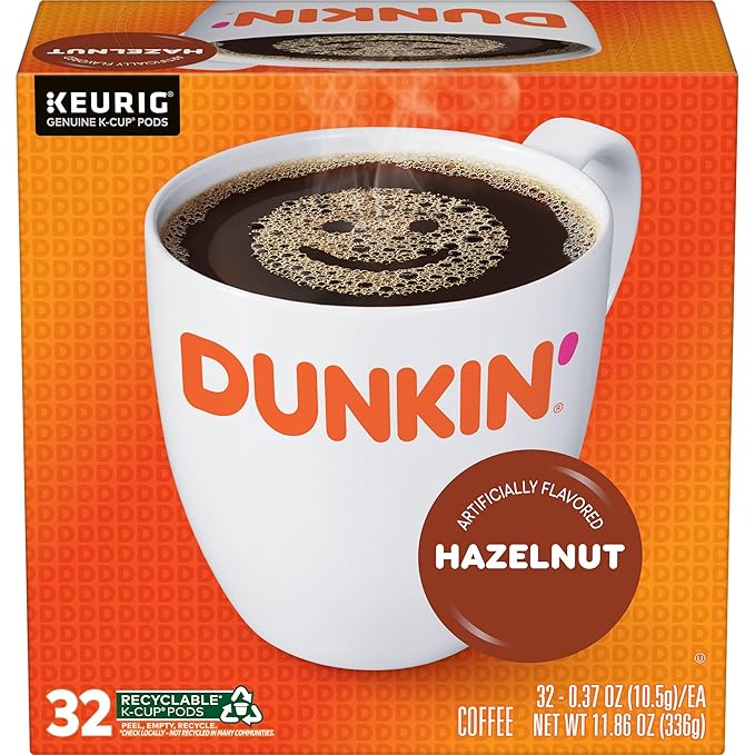 Dunkin' Hazelnut Flavored Coffee, 32 Keurig K-Cup Pods