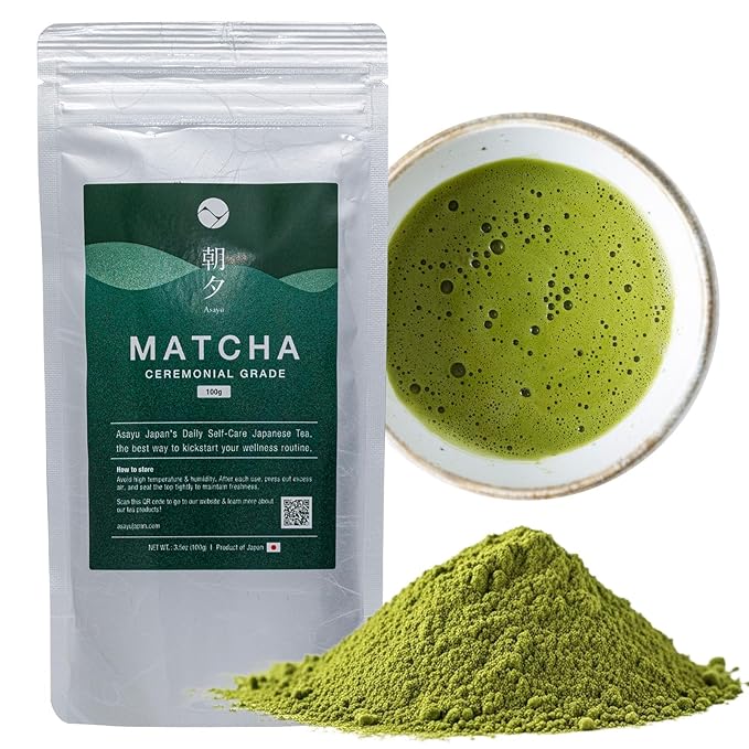 Asayu Japan Matcha Powder - Ceremonial Grade Green Tea, Shizuoka Source, Made in Japan (Pouch - 100g)