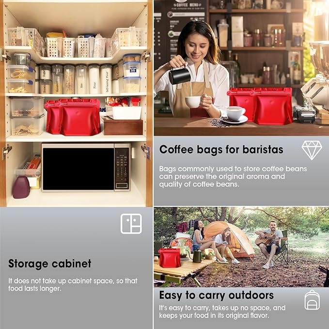4oz 1/4 lb 60pcs Coffee Bags with Valve,Vented Coffee Bag Barrier Bag Store Bag Coffee Packaging Storage Pouches Stand-up Bags for Food Diamond Shaped Need to Use Heat Sealing Machine（Red）