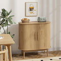 Accent Small Storage Cabine, Buffet Cabinet with Storage, Mid Century Modern Sliding Door Sideboard Cabinet for Kitchen, Entryway (Oak)