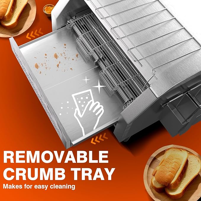 PYY 450 Slices/Hour Commercial Conveyor Toaster - Heavy Duty Stainless Steel Electric Belt Toaster for Bun/Bagel/Bread, Restaurant & Buffet Use