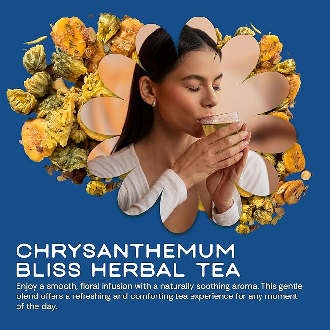 Tea Facto Speak Easy* Chrysanthemum Tea Bags with Licorice Root, Mulva Nuts Monk Fruit - Natural Fiber, No Added Sugar, No Caffeine - 10 Count