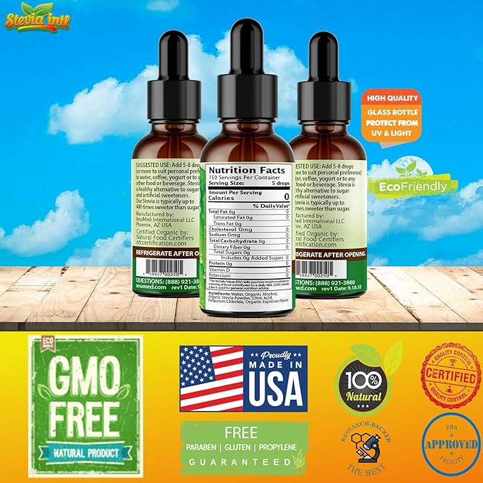 Candy Bread Premium Quality Stevia Drops | Organic Liquid Stevia |Best Sugar Substitute | 100% Pure Extract | All Naturally Sweet | Non-Bitter, 0 Calorie, NON-GMO, Diabetic & Keto Friendly (1oz)
