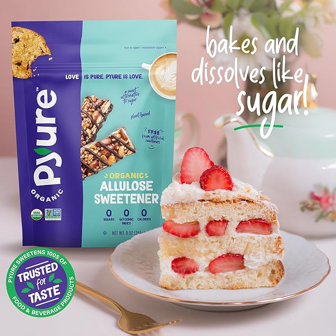 Pyure Organic Allulose Sweetener | Plant-Based Sugar Alternative, No Erythritol | Zero Carb, Zero Calorie, Keto Friendly, Zero Glycemic Index, Vegan, Gluten-Free, Non-GMO, USDA Organic | 9 oz