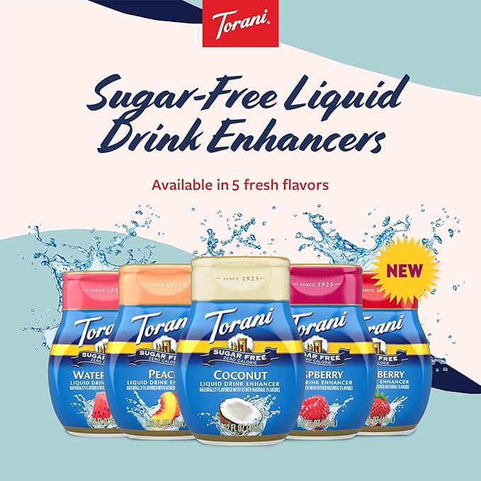 Torani Sugar Free Peach Liquid Drink Enhancer, Water Flavoring 4-Pack, 1.62 Oz Ea