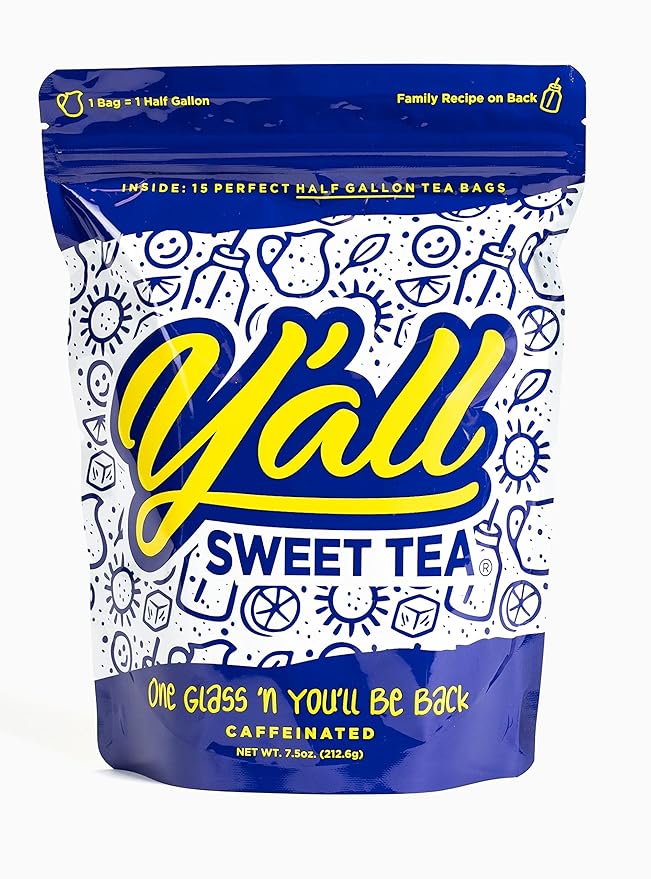 Y'all Sweet Tea - Iced Tea Bags Half Gallon Size in 7.5 Gallons Per Pack Quick Brew Authentic Southern Ice Tea | As Seen on Shark Tank (Caffeinated)