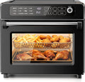 Kismile 25QT Air Fryer Toaster Oven Combo, 12-in-1 Large Countertop Convection Airfryer Oven, 70–450℉, Bake, Roast, Reheat, Broil, Fits 12″ Pizza, Includes Full Accessories, Stainless Steel(Black)