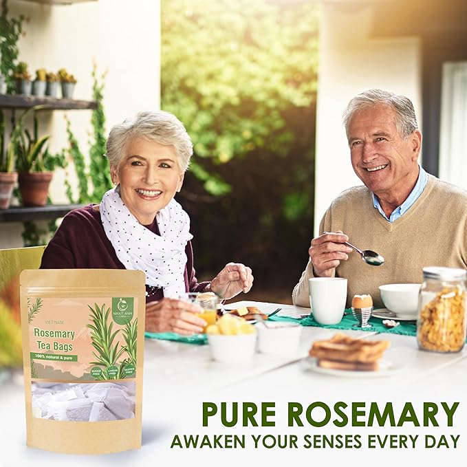 NHAT ANH FARM Premium Rosemary Tea Bags, 40 Count, 100% Natural Dried Rosemary Leaves, Naturally Sweet Herbal Tea, Sugar-Free, Caffeine-Free, No Additives