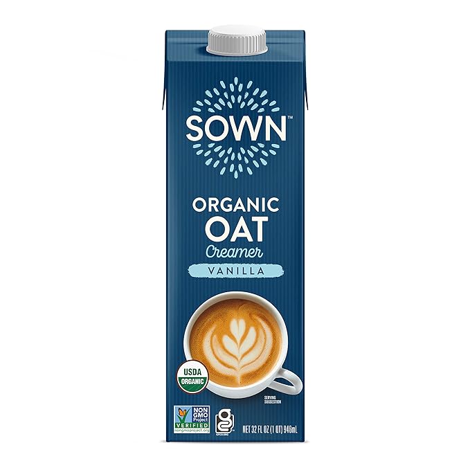 SOWN Organic Oat Creamer Vanilla - Barista Oat Milk Non Dairy Coffee Creamer - Plant Based, Dairy-Free, Vegan, Gluten-Free, Non-GMO, Shelf Stable - 32oz