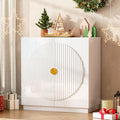LVSOMT Sideboard Buffet Cabinet with Storage, Modern Accent Credenza with Doors and Adjustable Shelve, 33" Wood Coffee Bar Cabinet for Kitchen, Entryway, Dining Room, High Gloss White