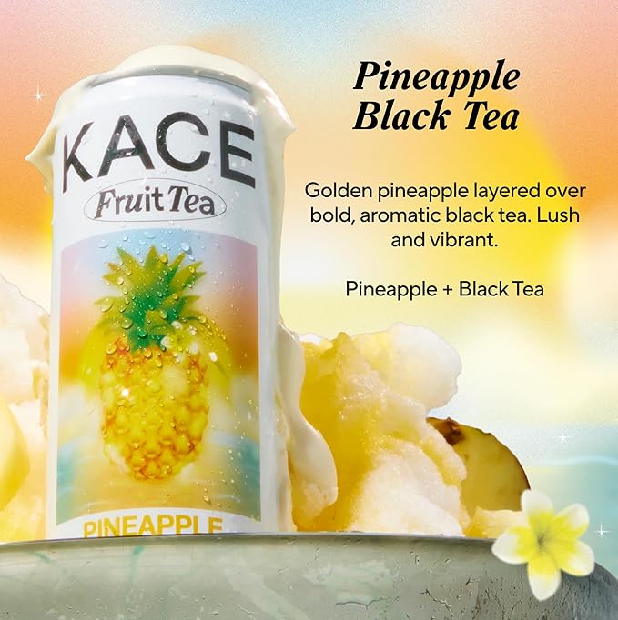 KACE Tea Pineapple Black Iced Tea, 10.8 Fl Oz (Pack of 12) - All-Natural Cold Brew with Asian Pineapple 65mg Caffeine, 320ml Can