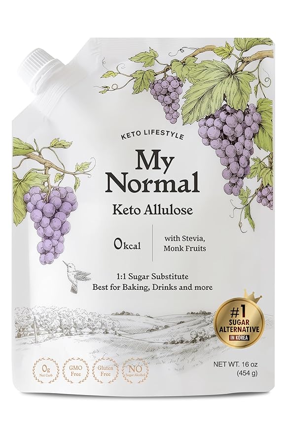 My Normal Keto Allulose 17.1 fl oz + Keto Allulose 16 oz w/Allulose, Monk Fruit and Stevia Blend | Zero Calorie Sweetener, 1:1 Sugar Substitute, Gluten Free, No Erythritol & Glycemic Impact, Zero Cal