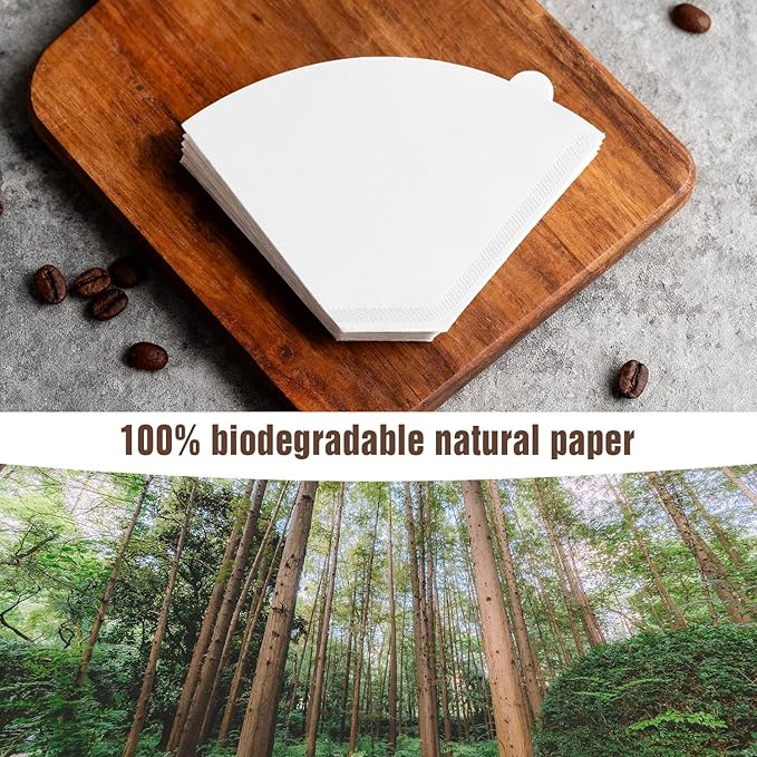 200 Count Cone Coffee Filters #4, White Size 04 Coffee Filters 8-12 Cup, Disposable Natural Paper Filters, No.4 Cone Filters For Ninja, Pour Over and Drip Coffee Maker