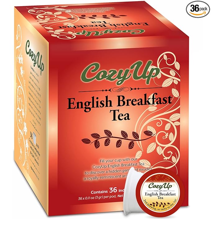 Cozy Up 36-Count English Breakfast Black Tea Pods Compatible with Keurig K-Cup Brewers