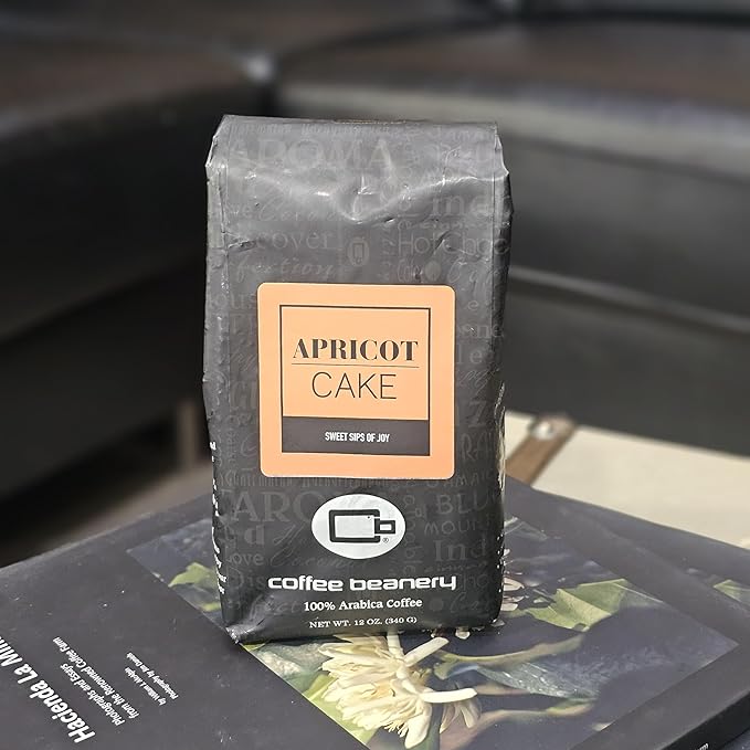 Apricot Cake Decaf Coffee Beans by Coffee Beanery | Medium Roast, 12oz, Flavored Whole Beans