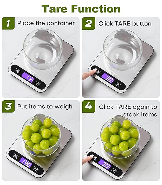 Atogou 0.01oz/33lb Food Scale, Digital Kitchen Scale with Full View LCD Display, Waterproof Stainless Steel Surface, for Cooking, Baking, Meal Prep Black&Grey