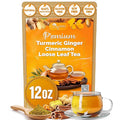 TOG999, Premium 12oz Ginger Turmeric Cinnamon Loose Leaf Herbal Tea. Improve Digestion, Support Brain, Weight, Skin and Sleep. Premium Quality Spiced Blend. No Sugar, No Caffeine, No Gluten, Vegan.