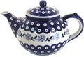 Blue Rose Polish Pottery - Blue Violet Teapot - 5 Cup Capacity - Hand-Painted Polish Pottery Ceramic Coffee & Tea Server