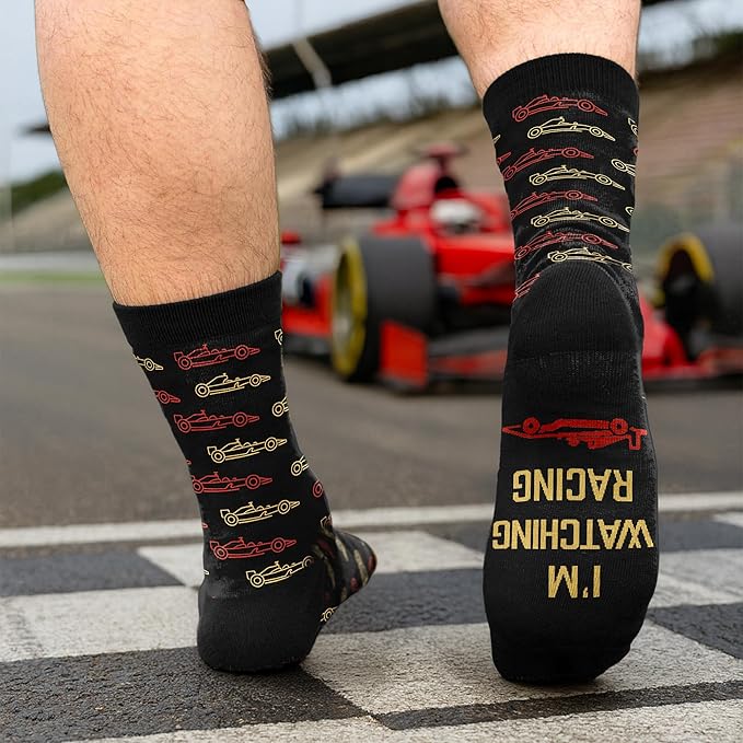 VICRAZY Racing Car, Sport Car Socks for Men, Women - Formula 1 Gifts, Racing Socks, Stocking Stuffers for Men, Women