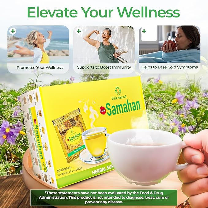 SAMAHAN Ayurvedic Herbal Tea Packets - Sri Lankan Ceylon Blend with 14 Natural Herbs Including Ginger, Black Pepper & More, Herbal Tea Bags for Wellness, Relaxation & Daily Comfort - 50 Count