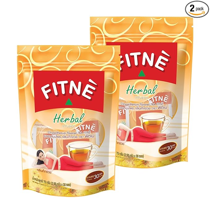 FITNÈ Chrysanthemum Herbal Tea Senna Infusion Smooth Mild Soothing Beverage Natural Gentle Detox Cleanse No Calories Caffeine Free, 60 Tea Bags