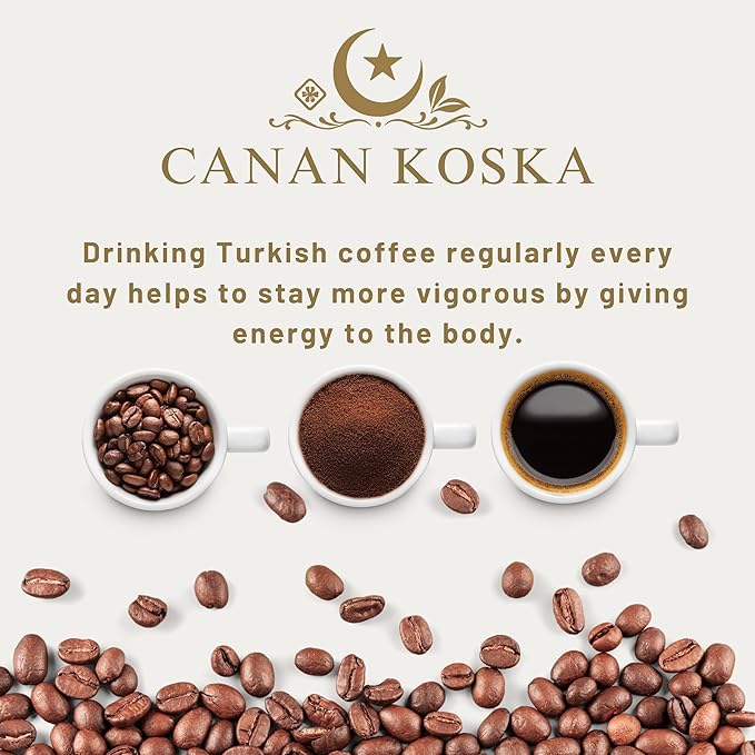 Canan Koska Turkish Coffee Medium Roast Ground Coffee 100% Arabica, Finely Ground for Rich Flavor and Smooth Texture, Ideal for Traditional Brewing in a Cezve - 3.5 Ounce (100g) - Pack Of 1