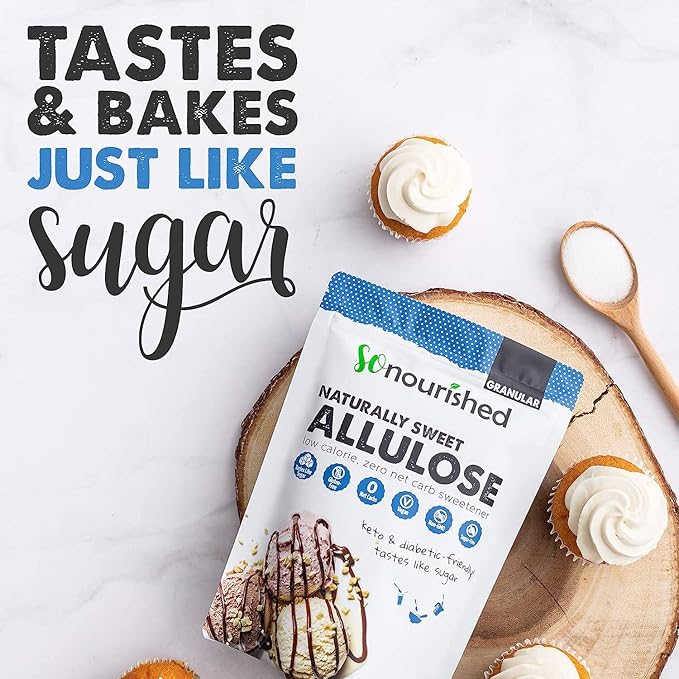 So Nourished Allulose Sweetener Granular - Keto Sugar Substitute - 0 Calorie, 0 Net Carb, Non-GMO (5 lb / 80oz)