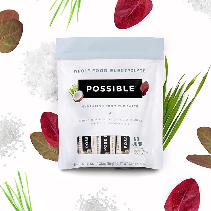 Whole Food Electrolyte - Powder Drink Mix for Pre-Workout, Post-Workout & Everyday Hydration - Vegan, Plant-Based Wellness - Gluten-Free, USDA Organic - Clean Label - 20 Stick Packs