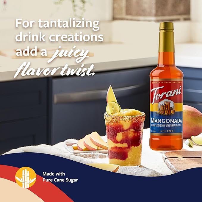Torani Mangonada Syrup, Flavoring for Iced Tea, Lemonade, Sodas, and Cocktails, Pump Included, 25.4 Fl Oz