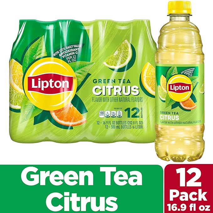 Lipton Green Tea Citrus, 16.9 Fl Oz Bottles (Pack of 12)