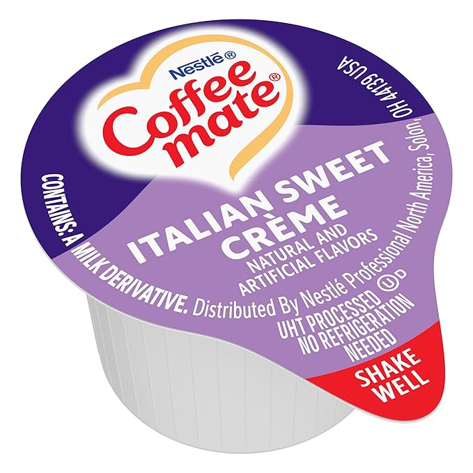 Nestle Coffee mate 84652 Liquid Coffee Creamer, Italian Sweet Creme, 0.375 oz Cups, 50/Box