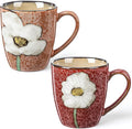 Maxdot 2 Pcs 12oz Ceramic Coffee Mugs Sets Glazing Process Cappuccino Mug Floral Ceramic Tea Cups Christmas Housewarming Idea Gift for Women Porcelain Cup for Coffee, Cocoa, Tea, Latte (Vintage)
