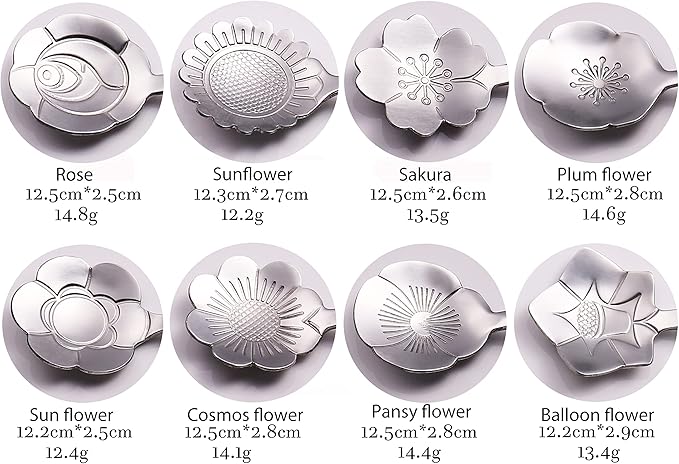 16 Pcs Teaspoon Tea Spoons, ESRISE Stainless Steel Cute Coffee Spoon for Tea Party Decorations (Silver)