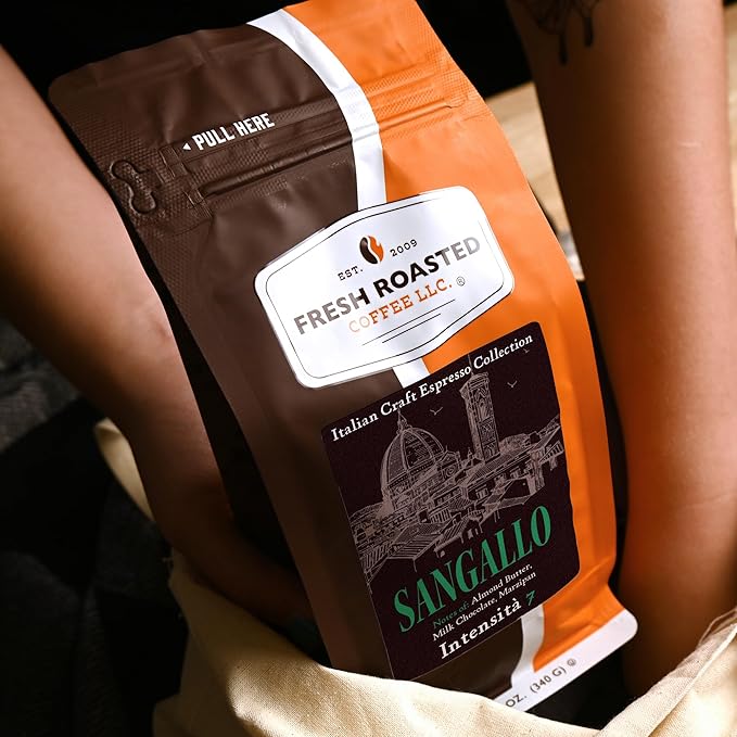 Fresh Roasted Coffee, Sangallo Italian Craft Artisan Blend, 12 oz, Medium Roast, Kosher, Ground