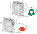 Christmas Themed Tea Infuser Set, 2 PCS Cubic Tea Strainers for Loose Leaf Tea, Reusable Stainless Steel Mesh Tea Ball, Tea Steeper with Red Hat and Green Bell Pendant