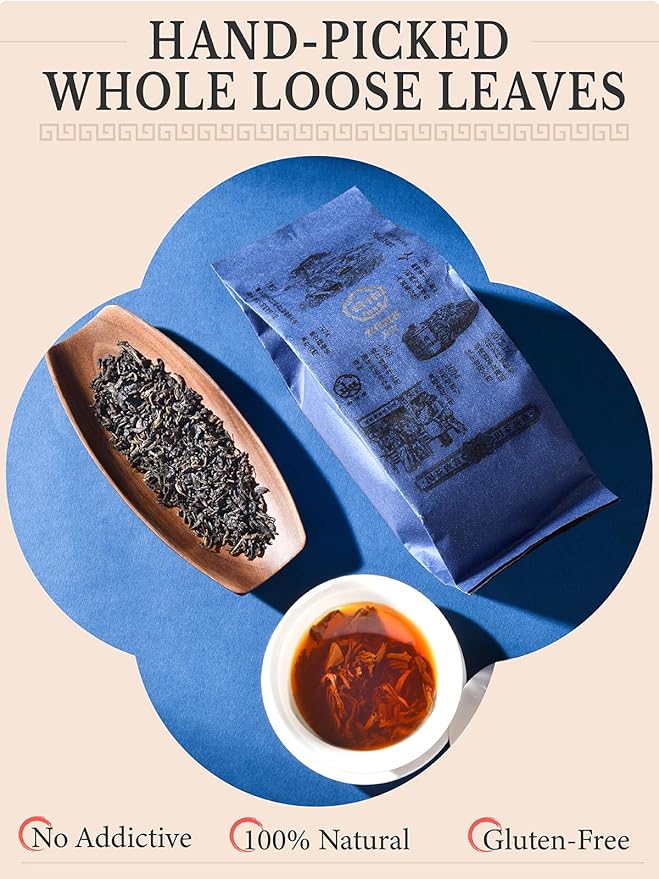 CO-OP 1950 Anhua Tianjian Dark Tea Loose Leaf, 150g, Traditional Aged Chinese Hei Cha from Hunan with Smoky Aroma, Smooth, Earthy & Mellow Post-Fermented Tea, No Additives, 20 DIY Empty Teabags