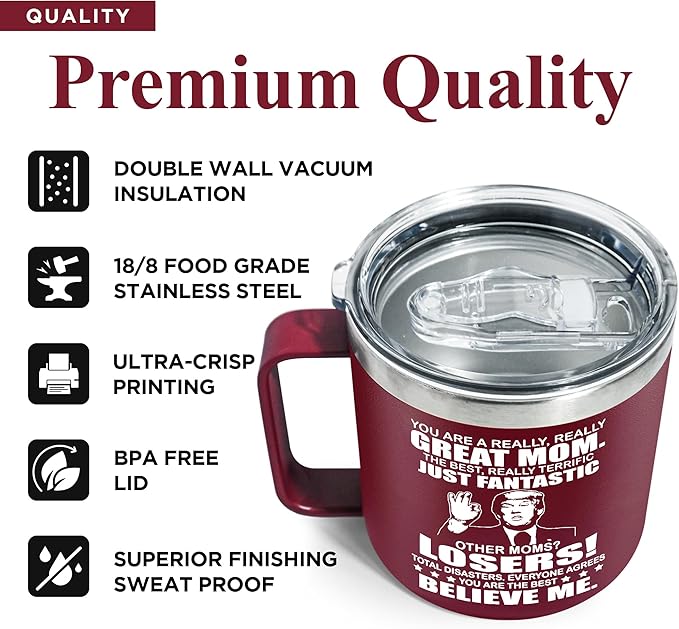 Gifts for Mom from Son, Daughter - Christmas Gifts for Mom, Wife, Women - Moms Birthday Gift Ideas, Cool Birthday gifts for Moms, Mothers - Best mom Mug, 14 Oz Stainless Steel moms Coffee Mug
