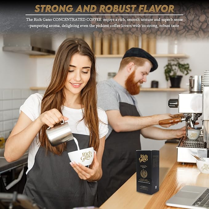 Rich Gano Reishi Mushroom Coffee – (10 Boxes of 30 Sachets) Black Coffee with Ganoderma Extract – All Natural Vegan Friendly Instant Coffee Packets – Zero Jitters Energize Ganoderma