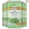 Twinings Pure Peppermint Herbal Tea Individually Wrapped Bags, 25 Count (Pack of 6), Fresh Minty Flavour, Naturally Caffeine-Free, Enjoy Hot or Iced, 150 Teabags